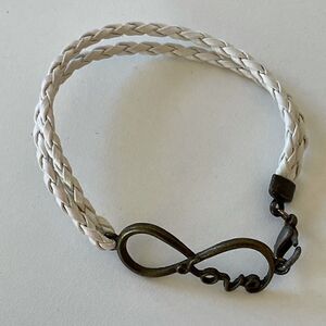 Love White Woven Leather Bracelet EUC